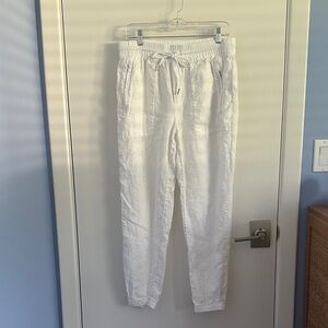 Athleta Tetreat White Linen Joggers, Size 8
